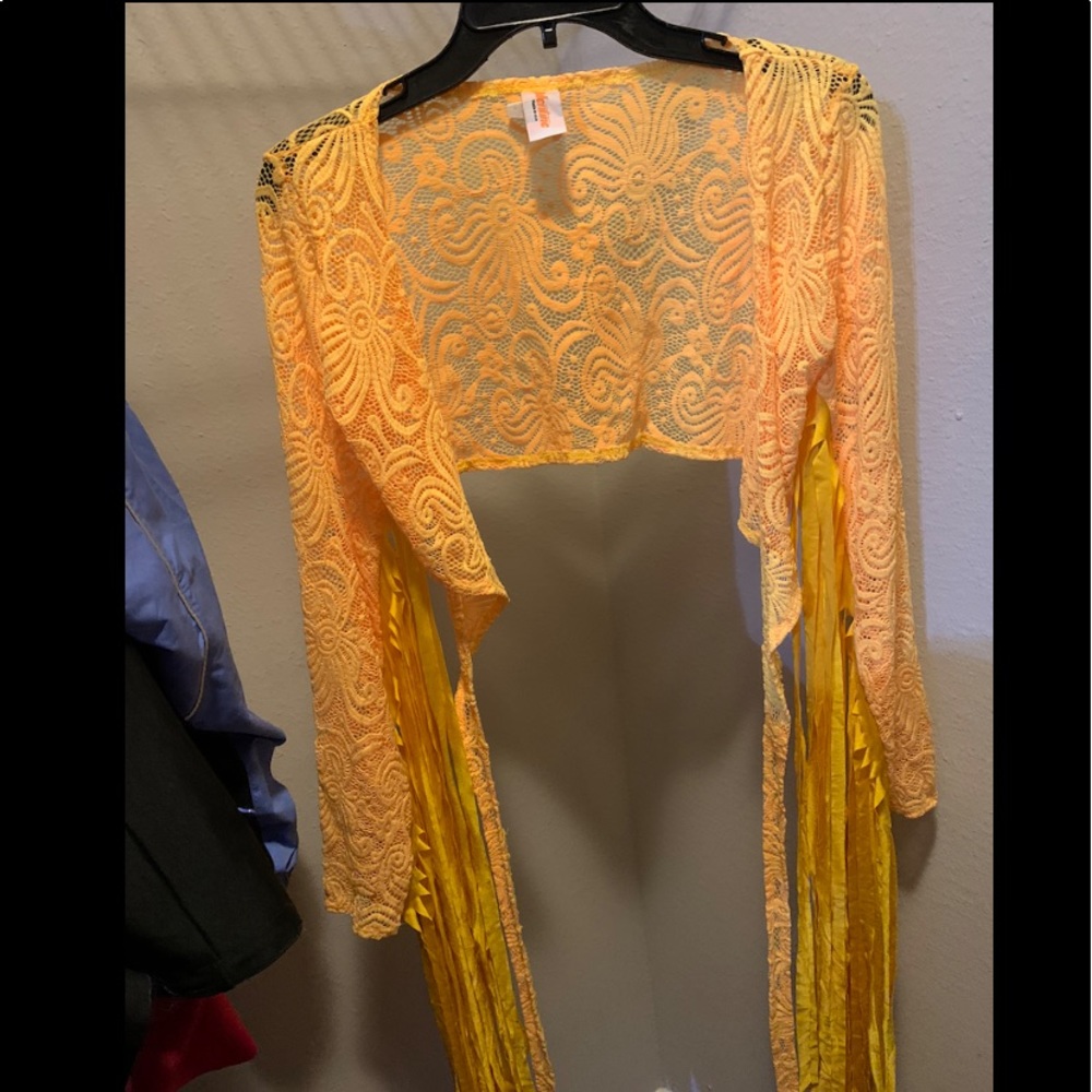 YELLOW J. valentine wrap fringe top - Picture 4 of 4